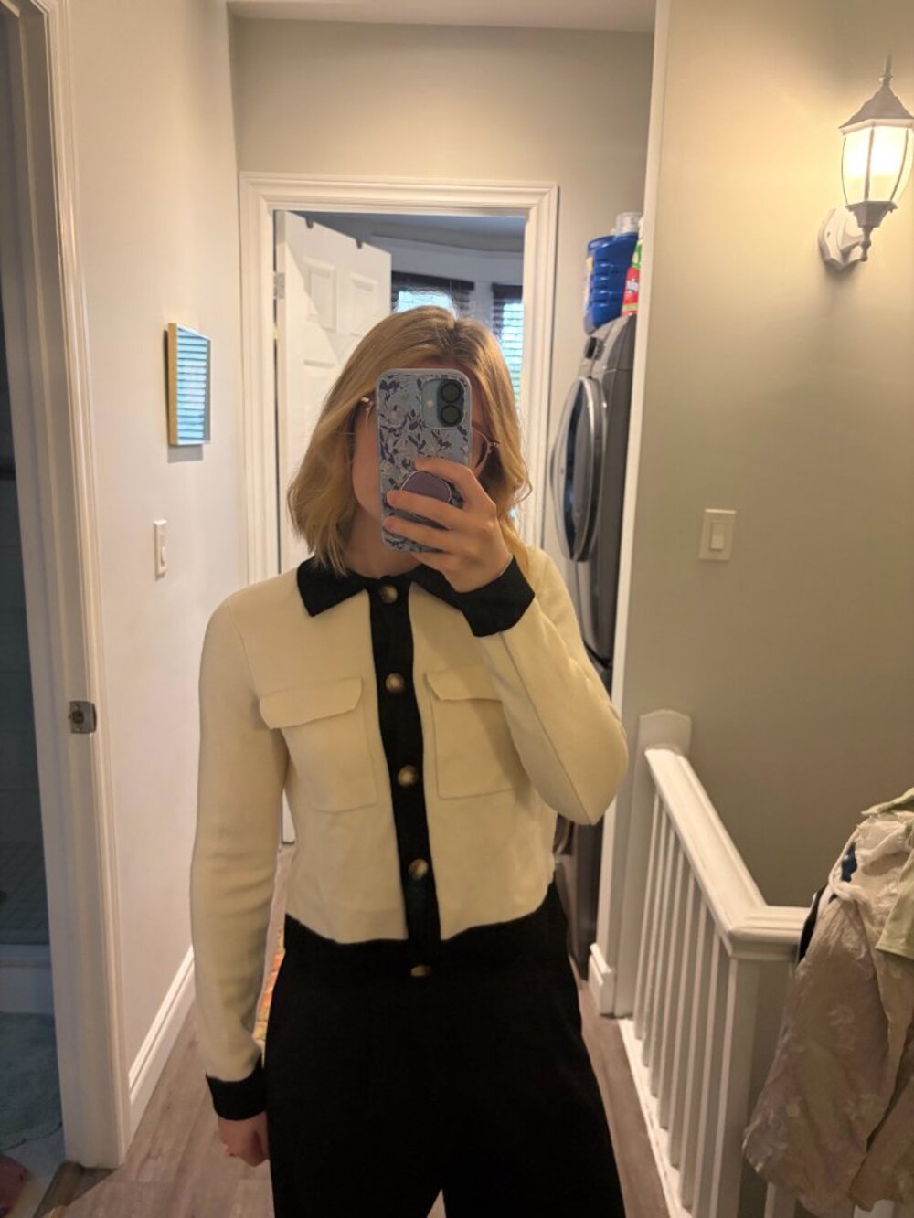 Sezane Betty Cardigan - Black/Ecru